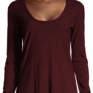 JAMES PERSE LONG SLEEVE SCOOP NECK TOP- Burgundy (1)